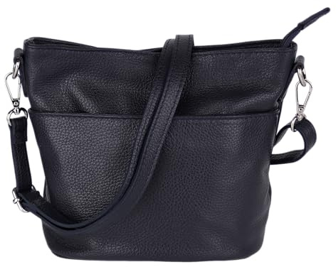 MIRROSI Damen Umhängetasche, Crossbody Bag, Echtleder I Made in Italy (1 Tasche 1 oder 2 Gurt(e)), 24x18x12cm (BXHXT) Mittelgroß (Basic Version (mit 1 Ledergurt): Navy)