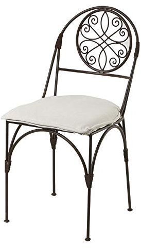 Casa Moro Mediterraner Eisenstuhl Dalya in edelrost-braun handgeschmiedet, Garten-Stuhl aus Marokko, Vintage Stuhl in Antik-Optik für Garten Küche Terrasse MO4102