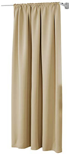 WOLTU Thermovorhang, Verdunklungsvorhang Blickdicht, Gardine mit Kräuselband für Schiene, Vorhang 250g/m² Schwere Wärmeisolierende, für Wohnzimmer Schlafzimmer, 140 x 245 cm, Champagne