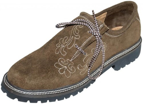 Men's Brown Leather Haferl Shoes – Traditional German Embroidered Oktoberfest Trachten Footwear 10
