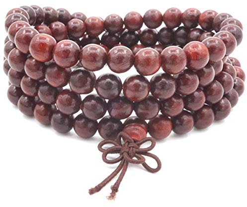 Senlinmu Mala Armband, 108 Gebetskette Naturholz tibetisch-buddhistischen Buddha Meditation Halskette