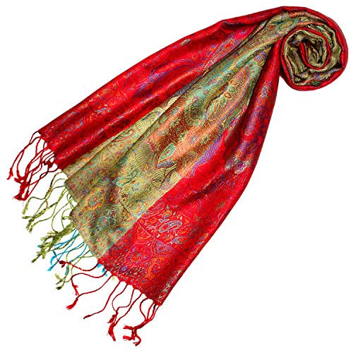 Lorenzo Cana Luxus Seidenschal für Frauen Schal 100% Seide gewebt Damenschal elegant Paisley Muster Bunt 78649