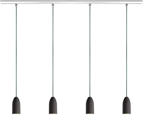 Buchenbusch urban design Pendelleuchte 4 flammig dark edition, Deckenlampe Esszimmer hängend mit Textilkabel Dunkelgrün, Hängeleuchte Küche aus Beton