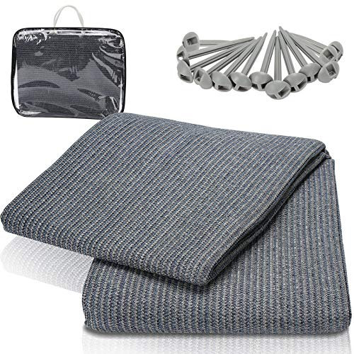 VINGO Tapis de Tente Extérieur + 13 Clous de Sol + Sac Gris Bleu pour Camping et Auvent