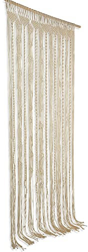 Loberon Gardine Arjun, edles Makramee-Design, aufwändige Handarbeit, Boho-Look, Ibiza-Flair, Outdoor Vorhang, Baumwolle, Creme