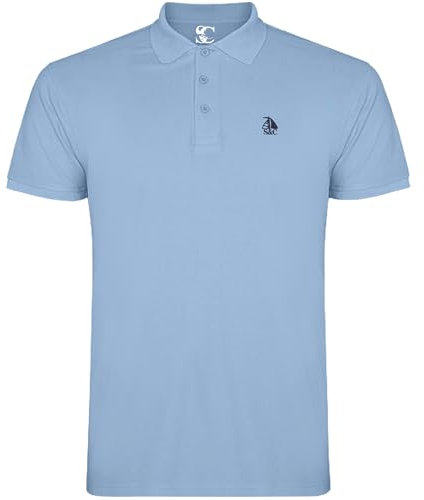S&C - Polo Uomo Manica Corta 100% Cotone, Tinta Unita, Stile Casual, 3 Bottoni, Design Spagnolo, Tessuto Pique, Regular Fit, Consultare la Taglia, Celeste1, L