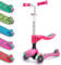 Kicknroll Roller Kinder 3 Jahre, Kinderroller 2-in-1 mit Sitz, Faltbar Rutsche Scooter, 4 Verstellbare Höhe, 3 LED Räder, Dreirad Tretroller Spielzeug Geschenk für Kleinkind Jungen Mädchen 3-8 Jahren