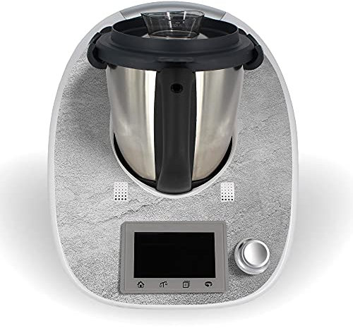 One-Wheel | selbstklebende Folie passend für Thermomix TM5 | Schlag- & Stoßschutz | Klebefolie Design grey stone Farbe grau | Aufkleber Motiv: Stein