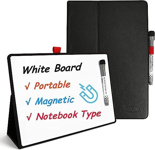 iNenya - Tragbare 31cm x 22cm kleine Whiteboard, magnetisches Trockenlöschbrett mit 3 Markern, Radiergummi & stilvollem rotem elastischen Stifthalter für Geschäft, Bildung & Zuhause