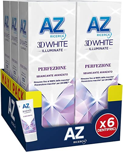 Az Ricerca Dentifricio Az 3D White Perfezione, Con Azione Sbiancante Denti Professionale Avanzata, Maxi Formato Da 6 Confezioni X 50 Ml