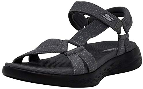 Skechers Women's On The Go 600 Brilliancy Thong Sandal Charcoal/Black 8 Wide