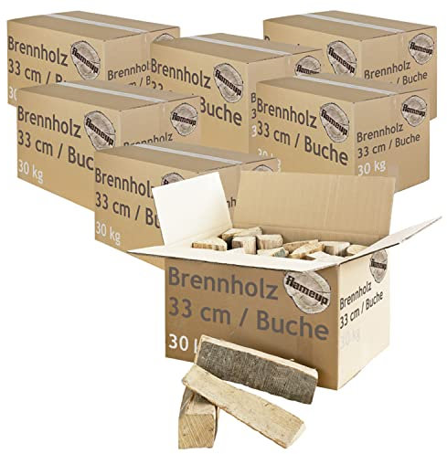 Brennholz Buche 33 cm Kaminholz Holz Auswahl 5-500 kg Für Ofen und Kamin Kaminofen Feuerschale Grill Feuerholz Buchenholz Holzscheite Wood Flameup, Menge:210 kg