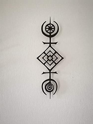 kh Teile Wanddeko Sigil of the Cosmos Nordisch Holz Wandbild Skandinavis Keltisch Deko Dekoration Wand Tür Türdeko Fensterdeko Holzdeko Geschenk Runen XXL Groß (Höhe 80 cm, Schwarz)
