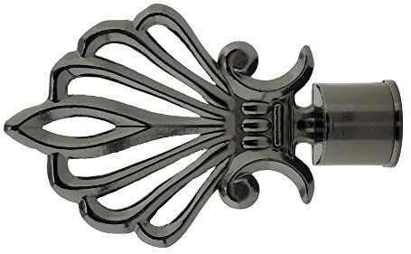 GIRASOLE HOME® Endstück für Gardinenstange mit einem Durchmesser von 18 – 20 mm, 2 Stück aus Zinklegierung (Nickel-Schwarz)