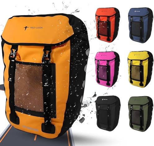 Red Loon Fahrradtasche eBike Hinten - Bike Packing - Wasserdichte Radtasche für Gepäckträger - Hinterradtasche - Gepäckbox LKW-Plane Pro Plus Orange