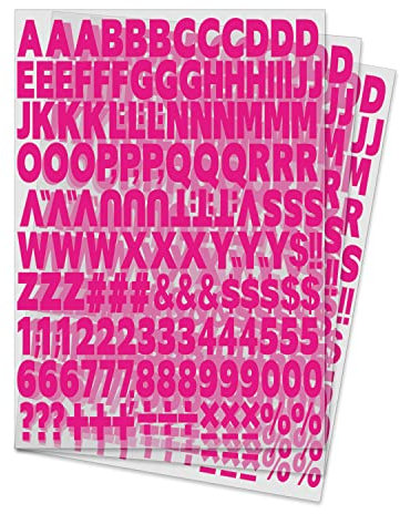 504 Piece 1 Inch Iron On Heat Transfer Letters and Numbers Alphabets Numbers Fabric Vinyl Letter DIY for Sport Jerseys T Shirts Clothes Slogan Printing Crafts Decoration (Magenta)