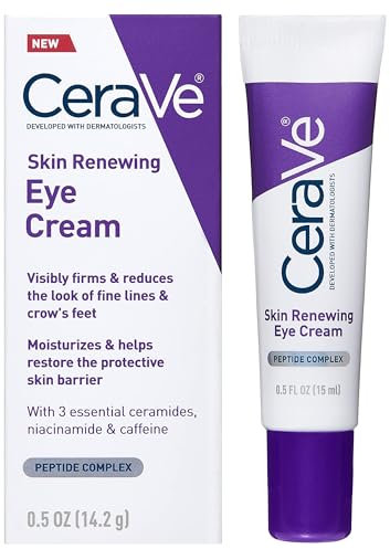 CeraVe Eye Cream for Wrinkles | Under Eye Cream with Caffeine, Peptides, Hyaluronic Acid, Niacinamide, and Ceramides for Fine Lines | Fragrance Free & Ophthalmologist Tested |0.5 Ounces
