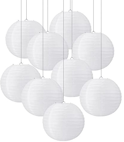 MIVIDE 20stk. Papierlaternen Weiß, 30cm Lampenschirm Runde, Papierlampion Weiß für Hochzeiten, Geburtstage, Partys und Veranstaltungen