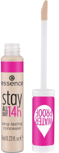 essence stay ALL DAY 14h long-lasting concealer, Nr. 10, Nude, langanhaltend, abdeckend, Expressergebnis, natürlich, matt, vegan, wasserfest, ohne Parfüm, ohne Alkohol, 1er Pack (7ml)