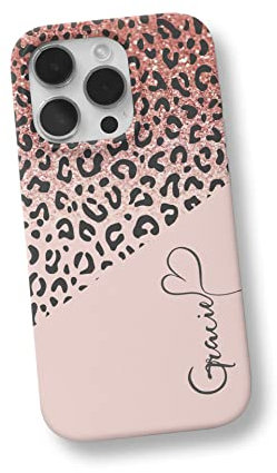 iCaseDesigner Personalised Animal Print Custom Name Phone Case Compatible with iPhone 14 Pro Max. 5. Leopard Print Pink Sparkle Fade