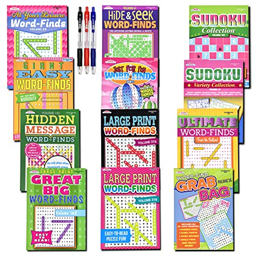 Variety Savings 12-Pack 950+ Sudoku Book, Sudoku Puzzles for Adults, Large WordSearch Puzzle for Adults, Aging Seniors Brain Stimulation Activity Book (Variety Pack Bulk), Paperback - Large 8x10