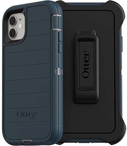 OtterBox Defender Series Screenless Edition Case for iPhone 11 (Only) - Holster Clip Included - Microbial Defense Protection - Non-Retail Packaging - Gone Fishin (Blue)