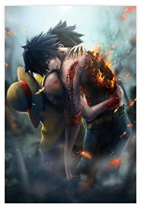 THNIKK One Piece Luffy and Ace Anime Charakter Schlafsaal Schlafzimmer Wandkunst Deco Poster Leinwand Poster Schlafzimmer Dekor Sport Landschaft Büro Zimmer Dekor Geschenk ungerahmt 30 x 45 cm