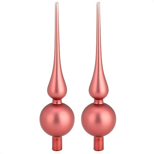 com-four® 2X Weihnachtsbaumspitze - Christbaumspitze aus echtem Glas für Weihnachten - Tannenbaumspitze für den Christbaum (2 Stück - 28cm - edle Rose matt)