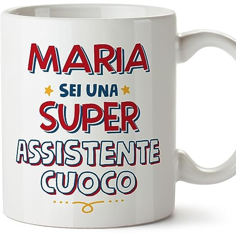 Mugffins Tazza Personalizzata in ceramica per ASSISTENTE CUOCO donna 11 oz / 350 ml - In italiano - Sei Super - Idea regalo per compleanno, anniversario, natale, laurea
