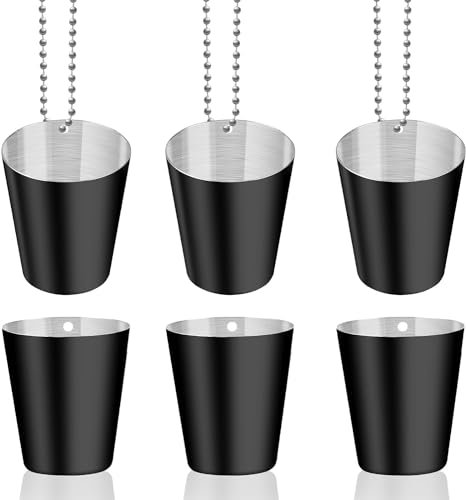 IMPPTE 6 Stück Schnapsglas Edelstahl Schwarz 30ml Schnapsglas mit Kette Schnapsbecher für Party Bar Festival Karneval Junggesellinnenenabschied