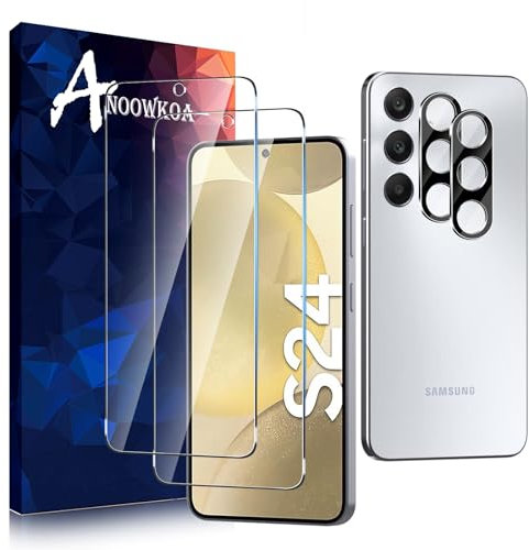 Anoowkoa [2+2 Pack for Samsung Galaxy S24 Screen Protectors and Camera Lens Protectors Guard Tempered Glass Film, Anti Fingerprints Protective Film