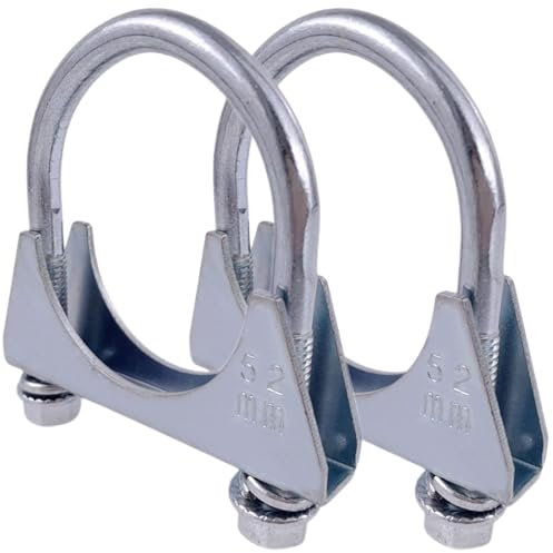 2 Pcs Heavy Duty Exhaust U-Clamps 52-102 mm Saddle Style Muffler U-Bolt Clamp, Stainless Steel