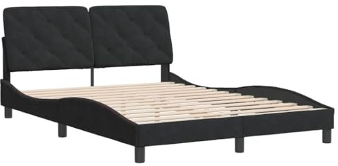 vidaXL Bettgestell, Bett ohne Matratze, Bettrahmen mit Lattenrost für Schlafzimmer, Schlafzimmerbett DoppelBettgestell Schwarz 140x190cm Samt