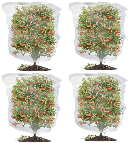 4PCS Fruit Tree Netting Bird Protection, Bird Netting for Garden, Insect Mesh Net with Drawstring, Plants Fine Mesh Cover Nets for Vegetables Fruit Strawberry Bush (120 * 180cm)
