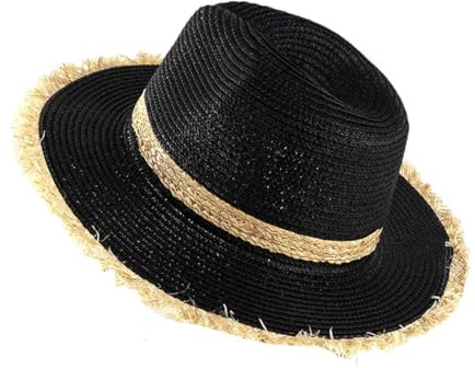 Hgvcfcv Chapeau d'été pour femme - Chapeau de paille de grande taille pour homme et femme, Noir , taille unique