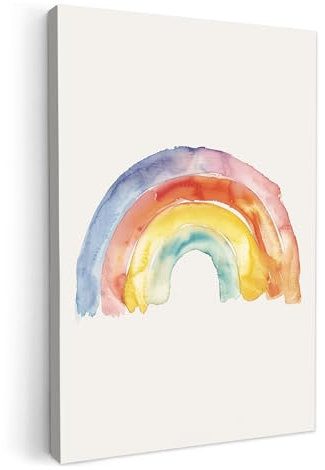 MuchoWow© Wandbilder 40x60 cm Kinderzimmer Wanddeko Schlafzimmer Zimmerdeko Wandgemälde Zimmer Deko auf Wand Dekoration Wall Art Regenbogen - Aquarell - Kinder - Pastell