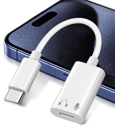 Tundwhite Adaptador USB C a Lightning de auriculares, 22, adaptador de audio Lightning a USB C, adaptador de audio tipo C a Light-ning de audio, adaptador Lightning USB C para todos los iOS (blanco)