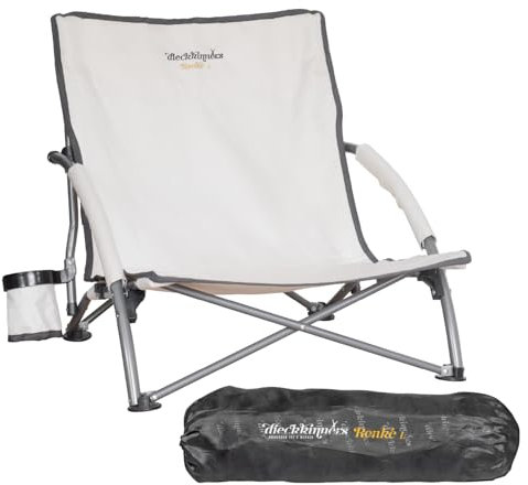 dieckkinners Strandstuhl Renke L, Bequemer Faltstuhl leicht tragbar mit Tragetasche, für Strand, See und Camping, belastbar bis 100 kg, Beige
