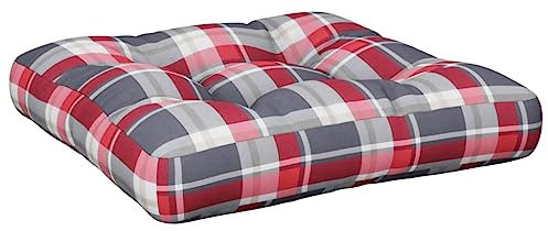 vidaXL Palettenkissen, Palettenpolster für Europaletten, Palettensofa Kissen Indoor Outdoor, Palettenauflage Sitzkissen, Rot Karomuster Stoff