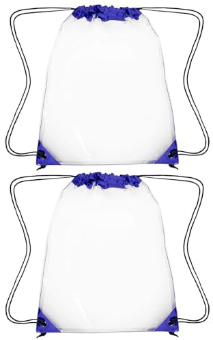 Molyorch 2 Stück Durchsichtiger Rucksack, Durchsichtig Sportbeutel, Transparent Kordelzug Turnbeutel, Pvc Tasche Gym Sac, für Bewegung, Schulen, Festival, Reisen Im Freien (Blau)