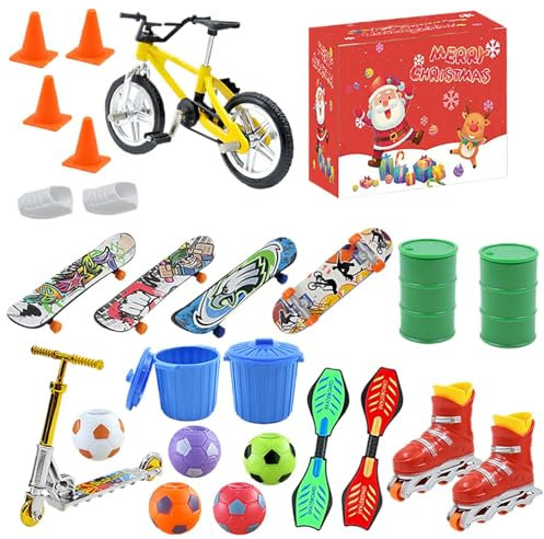 Finger Skateboard Adventskalender 2024, Finger Scooter Adventskalender Mit 24 Skateboard Spielzeugen, Mini Skateboard Adventskalender 2024 Für Kinder, 24 Tägiger Weihnachts Countdown Kalender