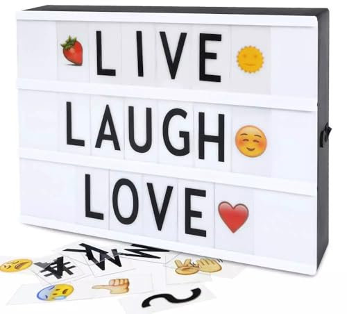 Cinematic A 4 Light Box with 90 Letters, Numbers and Symbols, LED Light Box for Wedding, Anniversary, Birthday, Party, Store Sign, Holiday Decoration Battery or USB Powered