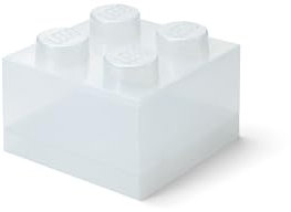 Room Copenhagen LEGO Aufbewahrungsstein 4 Noppen Glitter Translucent – Stapelbare Kunststoffbox mit Deckel für Kinder und Erwachsene als Schreibtisch-Organizer und Spielzeugkiste