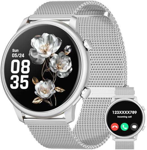 Smartwatch Damen, 1.39 Zoll Touchscreen Smart Watch mit Bluetooth Anrufe, Uhr Damen Herren mit 140+ Sportmodi SpO2 Pulsuhr Schlafmonitor Schrittzähler, Armbanduhr für Android iOS