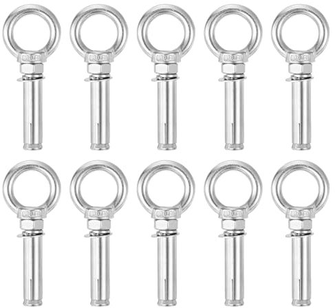 QUARKZMAN Anello di Sollevamento a Vite di Espansione, 10pz M10x70mm Vite di Espansione in Acciaio Inossidabile 304 con Anello Muro di Cemento e Mattoni