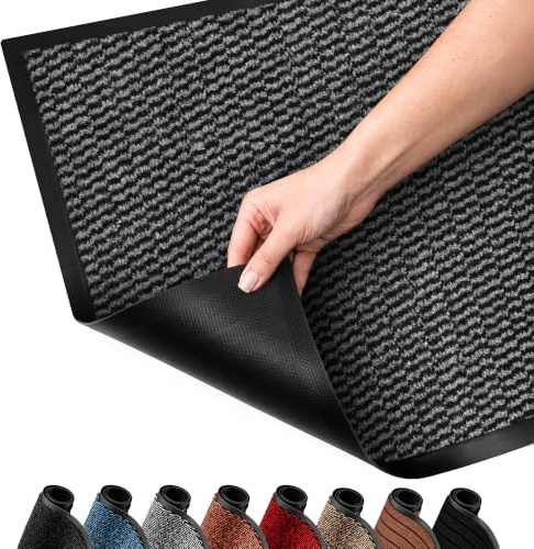 SG Traders Washable Door Mats - Non-Slip Rubber Backed Doormats Indoor & Outdoor - Highly Absorbent Door Mats, Floor Mat, Kitchen Mat, Perfect Dust Grabbing Doormats Dirt Trapper (60x120cm - Grey)