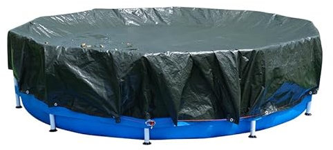 13 ft Round Heavy Duty Winter Pool Cover for 10 ft Above Ground Pools - 5-Year Warranty, UV Resistant & Anti-Tear, Black/Olive Green, Winch & Cable Included By COVALL