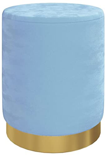 vidaXL Aufbewahrungshocker Rund Sitzhocker Polsterhocker Fußhocker Rundhocker Sitzpouf Pouf Hocker Schemel mit Stauraum Wohnzimmer Hellblau Samt 31 x 37 cm