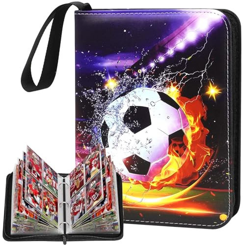 Sammelkarten Album,50 Seiten Sammelalbum Fußball Karten,400 Karten Kapazität,Karten Hlater Buch Karten Ordner für Sammelbuch mit Reißverschluss,kompatibel mit Allen Arten von karten