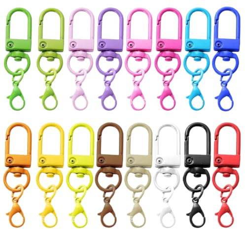 LAJUP 16 Piezas Cierres De Langosta Giratorios, Mosquetones Coloridos, Clip Para Llavero, Gancho Giratorio De Metal, Para Llaves, Accesorios De Bricolaje, Bolsos, Manualidades